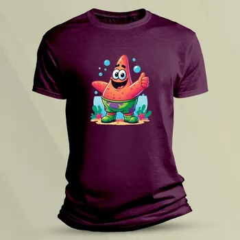 Chlapecké tričko Bavlněné dětské tričko Patrick Star velikost 104 (3-4 roky) Vínová