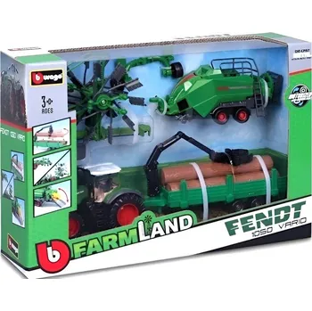 autíčko Bburago Bburago Fendt 1050 Vario s doplňky (dárkové balení)