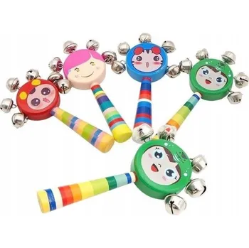 Hračka pro kojence Dřevěné chrastítko pro miminka Merkpol, edukativní