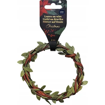 Vánoční dekorace LÍSTKY NA DRÁTKU DEKORACE DIY VÁNOČNÍ CHRISTMAS 2 m INTERDRUK