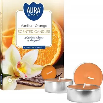 Svíčka Parafínové čajové svíčky Vanilla Orange Aura 6 ks