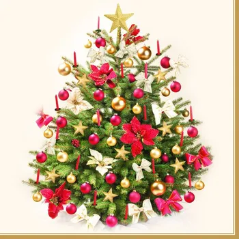 Papírový kapesník Ubrousky DAISY L Traditional Gold red Xmas Tree, 20ks