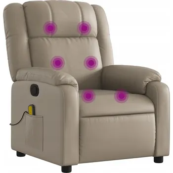 Křeslo Rozkládací Masážní Křeslo s Vibracemi, Barva Cappuccino, 77x95x99 cm