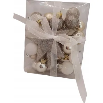 Vánoční dekorace Vánoční Baňky stříbrné s brokátovým zdobením, sada 30 kusů