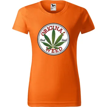 Dámské tričko levne-damske-bavlnene-tricko-potisk-seminko-travy Velikost dámská trička Basic: XXL šířka 59, délka 69, Odstín dámské tričko Basic: Pomerančové