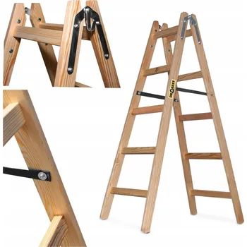 Žebřík Žebřík DRABEST dřevěný 2 x 5 do 150 kg