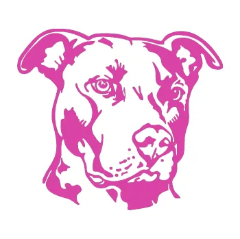 Polep vozidla Pes 198 pitbull pravá (16 - růžová) SAMOLEPKA NA AUTO, NÁLEPKA, FÓLIE, POLEP, TUNING, VLASTNÍ TEXT, TISK, AUTOSAMOLEPKY.cz, POLEPY, OBRÁZEK, LOGO, 3D STICKERS