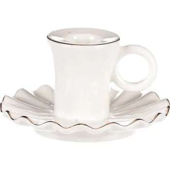 Svícen Autronic Svícen na kónickou svíčku - porcelánový, tvar šálku, bílý