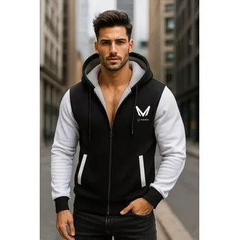 Pánská mikina MADEVA ATARAL pánská mikina s kožíškem černá S