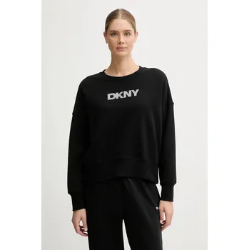 Dámská mikina Bavlněná mikina Dkny LOGO TERRY dámská, černá barva, s aplikací, DP5T1370 99X, vel. S