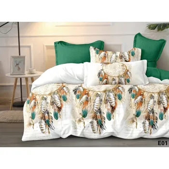 Povlečení Povlečení 160 x 200 cm, sada 4 dílů, bílý 3D lapač snů, boho peří