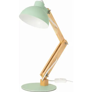 Lampička Dřevěná stolní lampička E27 pastelově mátová