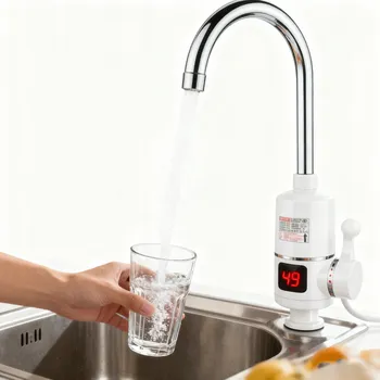 Průtokový ohřívač PRŮTOKOVÝ OHŘÍVAČ VODY ELEKTRICKÝ KOHOUTEK LCD 30-60°C 3000W Kohoutek pro teplou a studenou vodu
