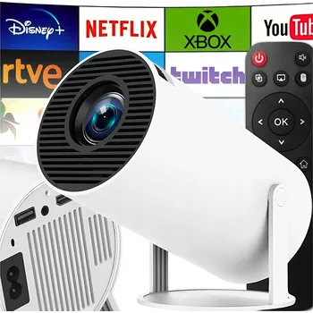 Projektor PROJEKTOR ANDROID TV 4K WIFI FULL HD PŘENOSNÝ SMART REPRODUKTOR BÍLÝ
