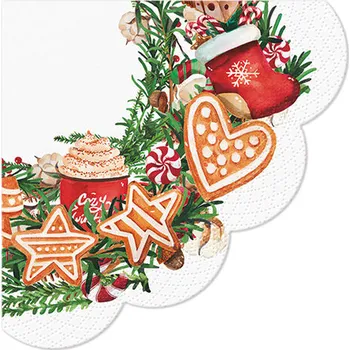 Papírový kapesník Ubrousky PAW Dekor R Gingerbread Wreath, 12ks