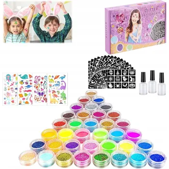 Odstranitelné tetování SADA BROKÁTOVÝCH TETOVÁNÍ PRO DĚTI OMYVATELNÉ GLITTER TATTOO
