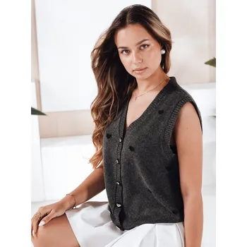 Dstreet Dámský svetr bez rukávů MY2520 Barva: Tmavě Šedá, Velikost: M/L