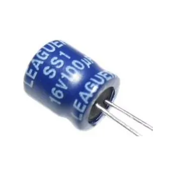 Kondenzátor 100u/16V 105° 6,3x7x2,5mm, elektrolyt.kondenzátor radiální