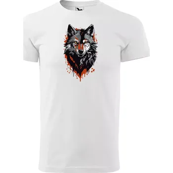 Sablio Tričko s potiskem Wolf paint 1 - bílé 5XL