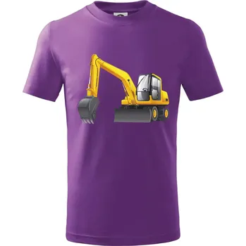 Bagr bez nápisu ze předu - Tričko dětské bavlněné - 134 cm/8 let ( Fialová )