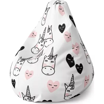 Sedací pytel Sablio Sedací vak Pear Hlava jednorožce - 70 x 95 x 15 cm