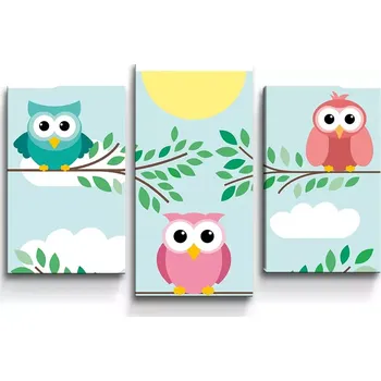 Obraz Sablio Obraz - 3-dílný Sovičky - 75x50 cm
