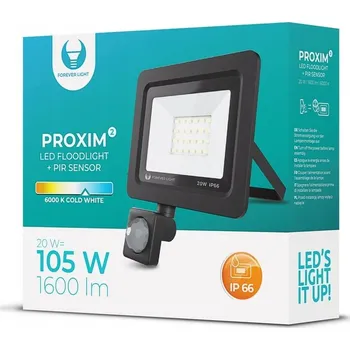 LED reflektor 20W, studená bílá, s pohybovým senzorem