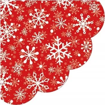 Papírový ubrousek Papírové ubrousky 12ks Rondo Vločky na světle červeném 33cm 238117