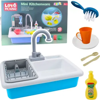 Dětská kuchyňka Elektrický dětský dřez s oběhem vody a měnícími barvami – 12 dílů