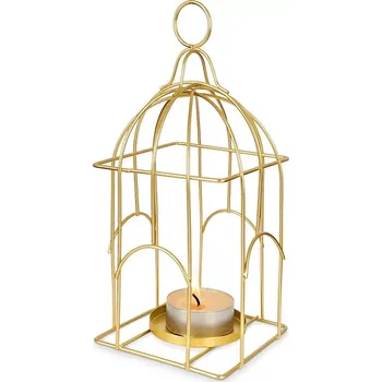 Svícen Kovový zlatý lampion na čajovou svíčku 25 cm