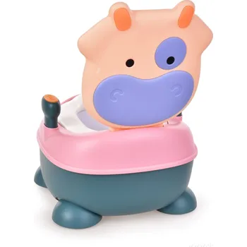 Nočník BABY BOO | dětský nočník kravička | výklopný s víkem & uchy | vyjímatelná nádoba | objem 2800 ml | růžový