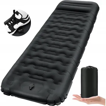 Karimatka SAMONAFUKOVACÍ TURISTICKÁ KARIMATKA SILNÝ NYLON 40D SKLADNÁ 195x64x12 CM ČERNÁ