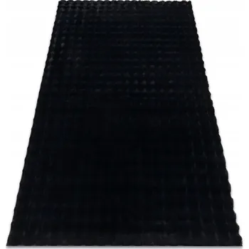 Koberec KOBEREC BUBBLE 140x190 černý KOŽEŠINA KRÁLIČÍ KOŽEŠINY dvouúrovňový #MTT048