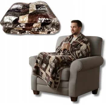 Prostěradlo Přehoz/deka 160x200 cm Hnědá SILNÁ VELMI TEPLÁ Měkká Akrylová v kufříku