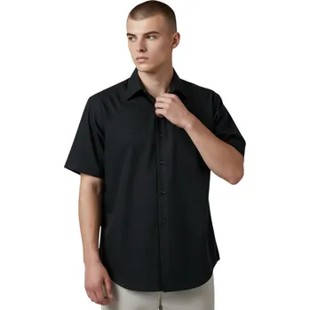 Dámská košile Vesta Pánská černá nadměrná společenská košile s krátkým rukávem Barva: Černá, Velikost: 37/38