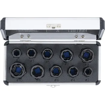 Gola hlavice Hlavice 3/8” na poškozené šrouby, velikosti 9-19 mm, sada 10 ks - BGS 20210