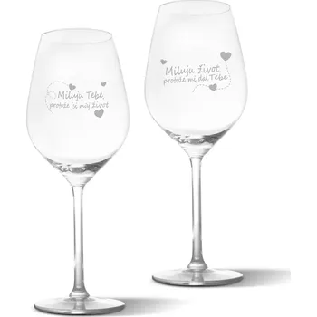 Víno Sablio Skleničky na víno Miluji život, protože mi dal tebe...: 2 x 49 cl