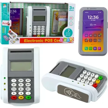 Hra na obchod Dětský platební terminál s telefonem a kartou se světly a zvuky