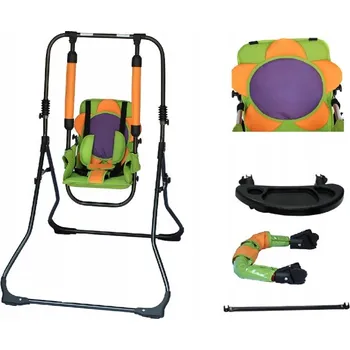 Dětská houpačka Houpačka pro děti 3v1, samostatně stojící, skládací, s jídelní židličkou a táckem