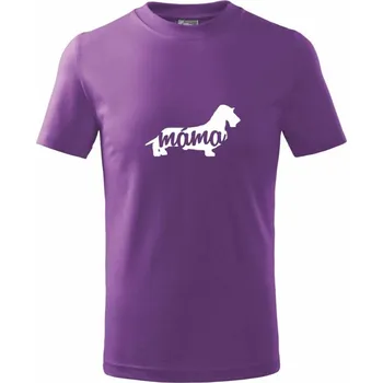 Chlapecké tričko Jezevčík dlouhosrstý máma obrys - Tričko dětské bavlněné - 134 cm/8 let ( Fialová )