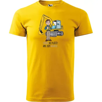 Pánské tričko Sablio Tričko s potiskem pro bagristu Hrdina bez pláště? Ano, jsem bagrista - žluté S