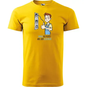 Pánské tričko Sablio Tričko s potiskem pro elektrikáře Hrdina bez pláště? Ano, jsem elektrikář - žluté 5XL