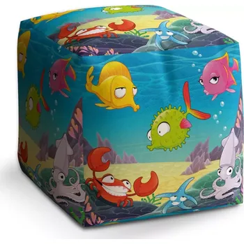 Taburet Sablio Taburet Cube Podmořský svět 2: 40x40x40 cm