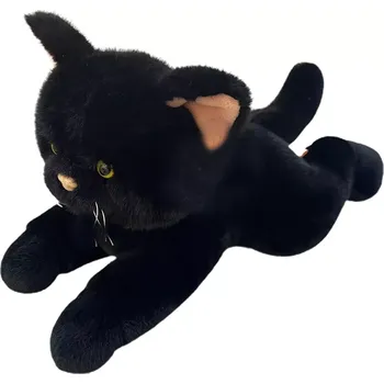 plyšák Plyšový ležící kocour 45 cm černý