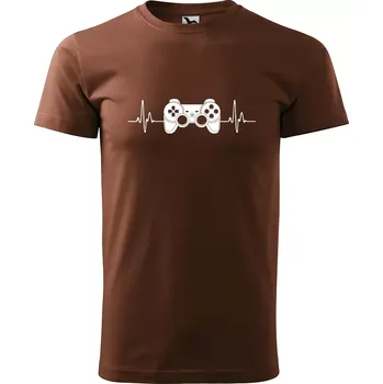 Pánské tričko Sablio Tričko s potiskem Ovladač - hnědé S