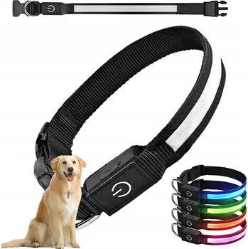 Obojek pro psa SVÍTÍCÍ LED OBOJEK PRO PSA KOČKU VELIKOST L ČERNÝ