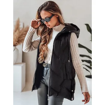 Dámská vesta Dstreet Dámská prošívaná vesta s kapucí TY5105 Barva: Černá, Velikost: S