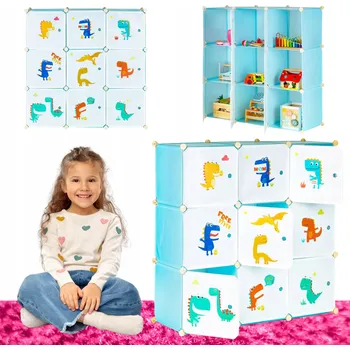 Šatní skříň Skříň Modulární regál na hračky pro děti, 109 x 109 x 37 cm, modrý