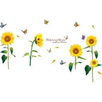 Samolepící dekorace Samolepky na zeď 60 x 90 cm Slunečnice Po nalepení cca 110 x 100 cm Květinové nálepky na stěnu Žluté slunečnice Dekorace