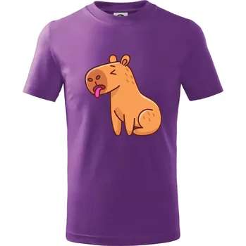 Unavená kapybara - Tričko dětské bavlněné - 122 cm/6 let ( Fialová )